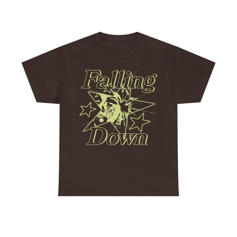 Falling Down Rockstar T-Shirt Y2k 90s Hip-Hop Tee Aesthetic Heavy Cotton Graphic T-Shirt Tshirt Shirt HipHop Rap Tee Casual Classic Menswear Retro Top Vintage Comfy Day