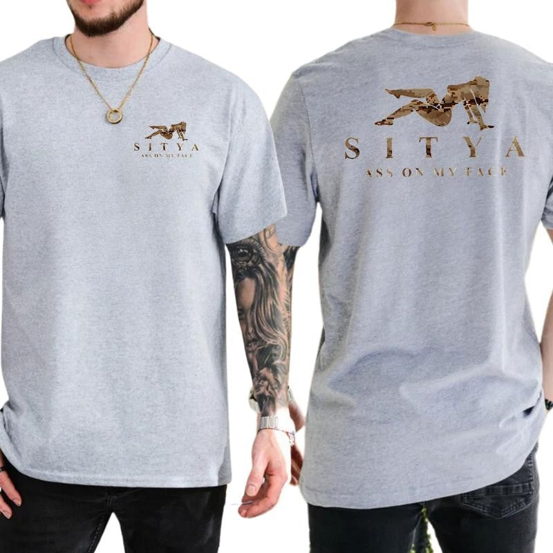 Sitya Camouflage Shirt, Featuring a bold design with the unique message Ass on my face T-Shirt, Soft Fabric Short Sleeve Shirt