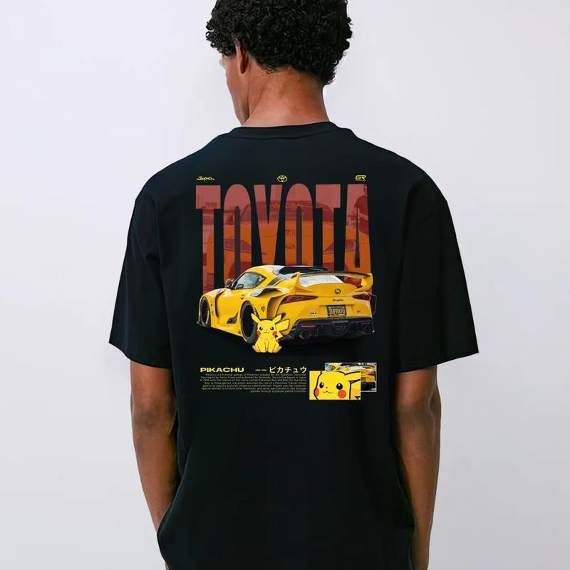 Yellow Toyotaa Supra x PlKA T-shirt, Car Enthusiast Shirt, Car Clothing, Classic Car Shirt, Anime Shirt