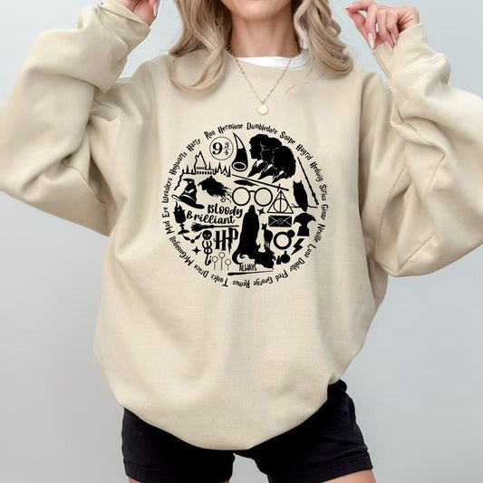 HP Characters And Quotes Sweatshirt Hoodie Shirt Cotton Fit