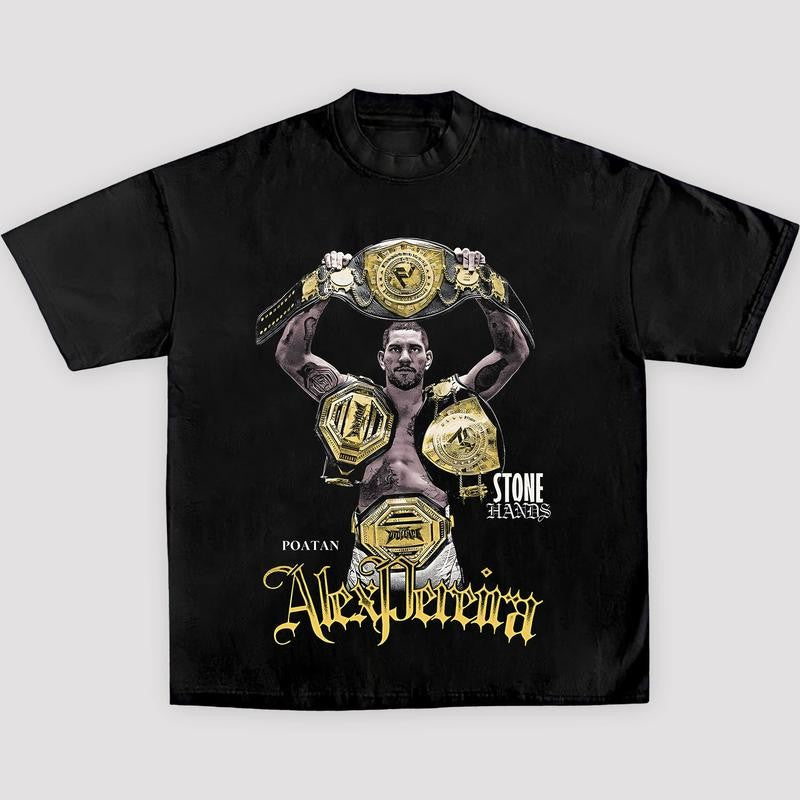 ALEX PEREIRA-ALL GOLD EVERYTHING TEE, Boxing T-shirt, Boxer Tee, Sports Shirt, UFC Shirt, Gift for Him Gift For Her Hoodie Sweatshirt Streetwear
