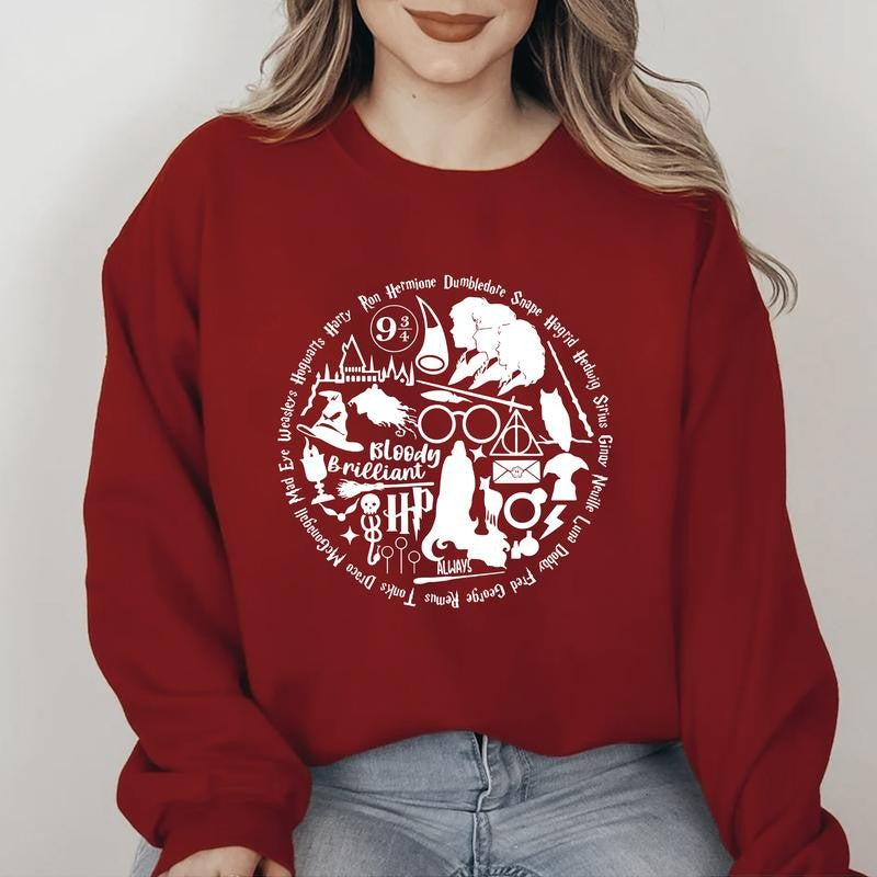HP Characters And Quotes Sweatshirt Hoodie Shirt Cotton Fit