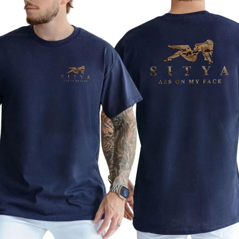 Sitya Camouflage Shirt, Featuring a bold design with the unique message Ass on my face T-Shirt, Soft Fabric Short Sleeve Shirt