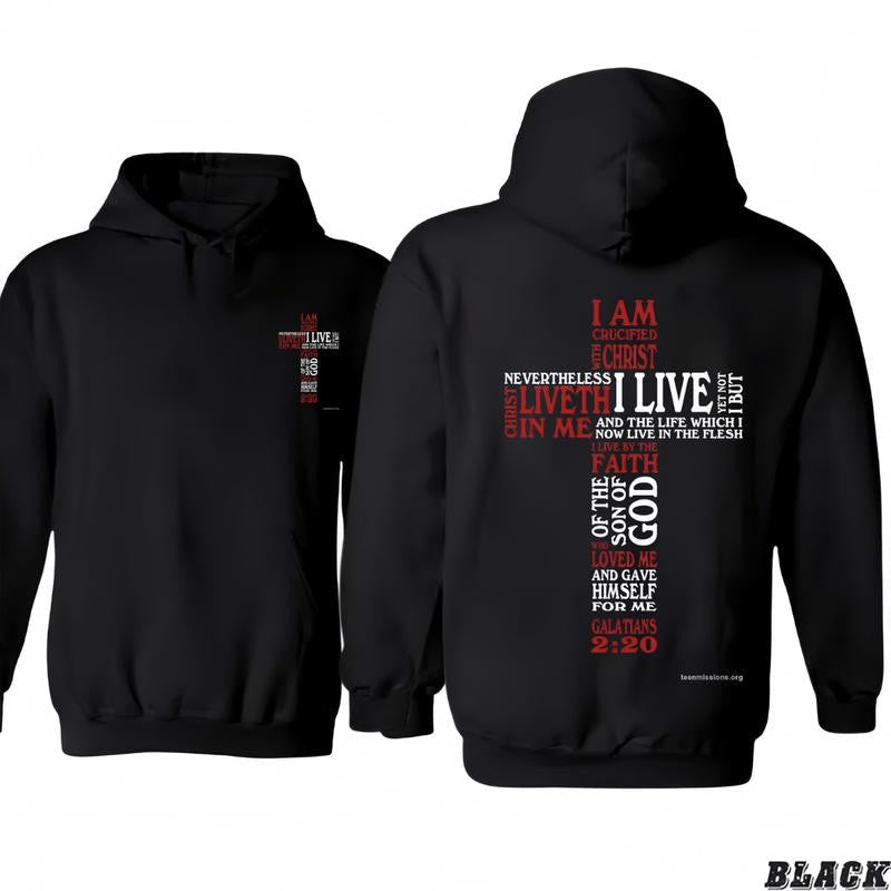 Christian T-Shirt/Hoodie Featuring Crucified with Christ T-Shirt/Hoodie Vintage for Men and Women, Unisex Workwear Tee - Casual, Menswear