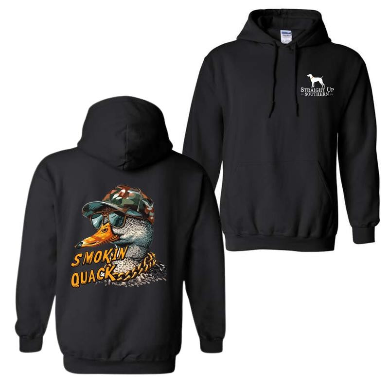 Straight Up Southern Hoodie - Fun Quirky Design with Smokin' Quack Graphics Perfect for Duck Hunting Lovers Unisex Comfort with Southern Charm