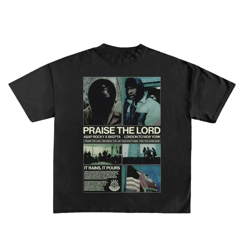 Praise The Lord Print Short Sleeve T-Shirt Menswear Top Underwear Man Tshirt Streetwear Crewneck Round Neck Shortsleeve Casual
