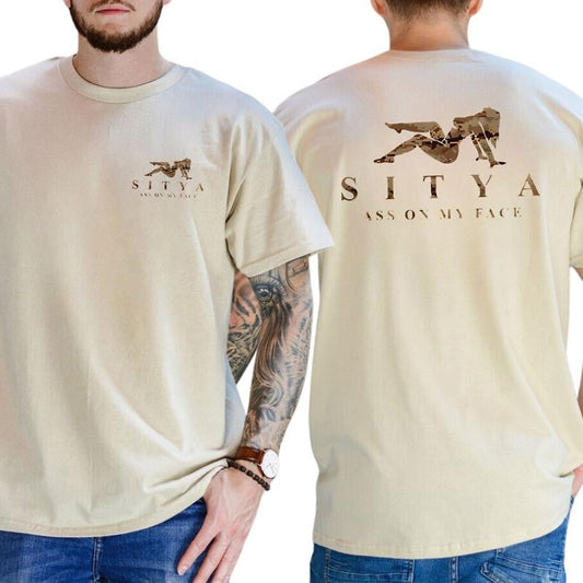 Sitya Camouflage Shirt, Featuring a bold design with the unique message Ass on my face T-Shirt, Soft Fabric Short Sleeve Shirt