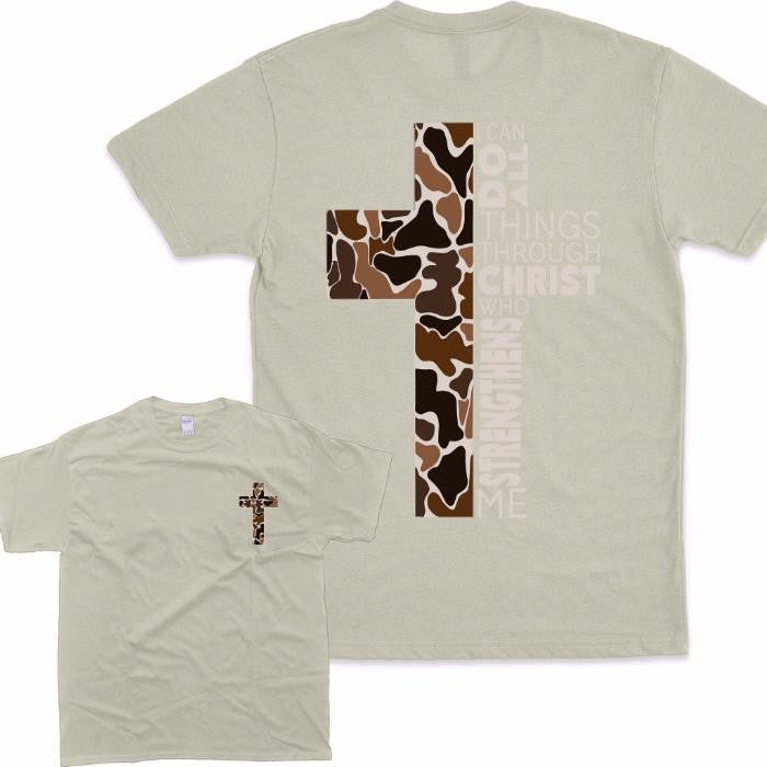 Christian Hoodie Camo Cross Design with Philippi Tshirt/ Hoodie, Vintage Unisex Tee Shirt Man Women, 100% Cotton Sleeve, Pullover Womenswear Clothing