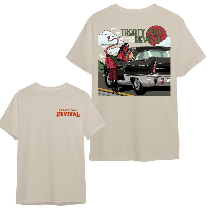 Leaving Hell T-Shirt/Hoodie - Treaty Oak Revival 2 Sided Unisex T-Shirt/Hoodie, Vintage for Men and Women, Unisex Vintage Crewneck Tee - Casual