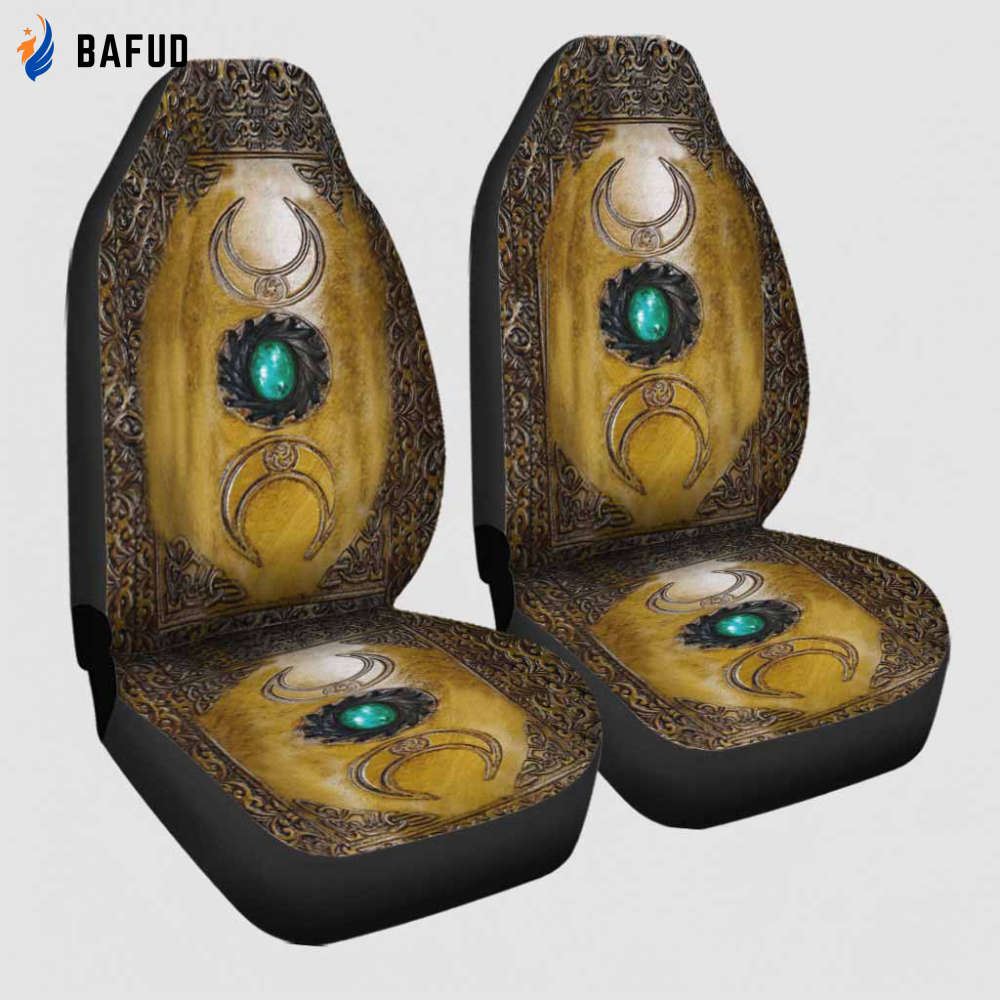Triple Moon Third Eye Witch Leather Pattern Print Seat Covers For Fan Gifts Halloween witch Gift Decor Car Idea Seat Cover - Bafud
