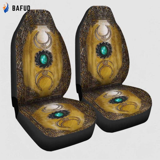 Triple Moon Third Eye Witch Leather Pattern Print Seat Covers For Fan Gifts Halloween witch Gift Decor Car Idea Seat Cover - Bafud