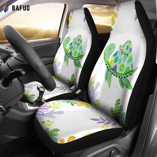 Turle Mother Carry Her Baby On Back Turtle Car Seat Covers For Fan Gifts - Bafud