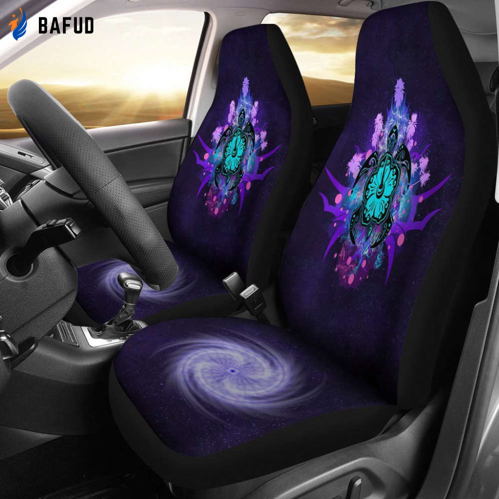 Turtle and Hibiscus Car Seat Covers For Fan Gifts 01 - AH - Bafud