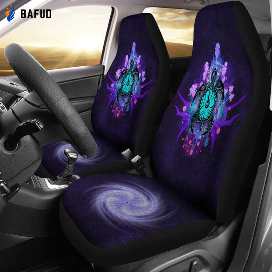 Turtle and Hibiscus Car Seat Covers For Fan Gifts 01 - AH - Bafud