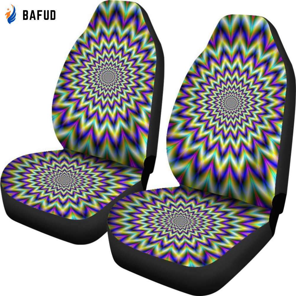 Twinkle Psychedelic Optical Illusion Universal Fit Car Seat Covers For Fan Gifts Set 2 Automotive Seat Protector - Bafud