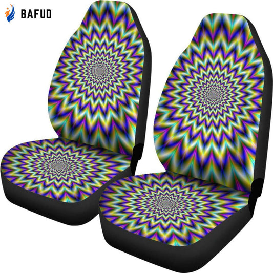 Twinkle Psychedelic Optical Illusion Universal Fit Car Seat Covers For Fan Gifts Set 2 Automotive Seat Protector - Bafud