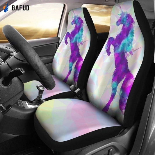 Unicorn With 2 Legs Up Car Seat Covers For Fan Gifts - Bafud