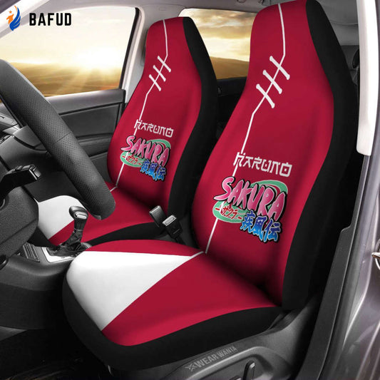 Uniform Haruno Sakura Car Seat Covers For Fan Gifts Custom NRT Anime Car Accessories - Bafud