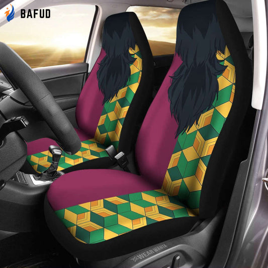 Uniform Mix Hair Giyuu Car Seat Covers For Fan Gifts Custom Demon Slayer Anime Car Accessories Anime Gifts - Bafud