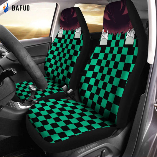 Uniform Mix Hair Tanjiro Car Seat Covers For Fan Gifts Custom Demon Slayer Anime Car Accessories Anime Gifts - Bafud