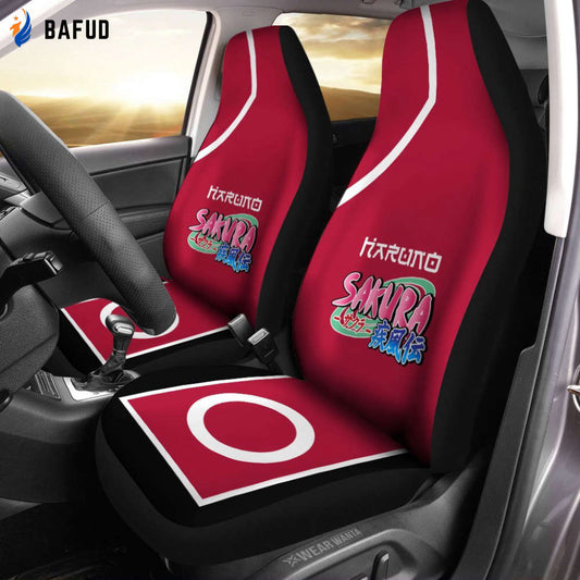 Uniform Sakura Haruno Car Seat Covers For Fan Gifts Custom NRT Boruto Anime Car Accessories Anime Gifts - Bafud