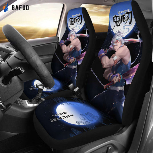 Uzui Demon Slayer Under The Moon Car Seat Covers For Fan Gifts Custom Anime Car Accessories - Bafud
