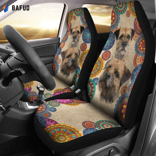 Vintage Border Terrier Car Seat Covers For Fan Gifts - Bafud