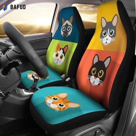 Vintage Cute Cats Car Seat Covers For Fan Gifts For Cat Lovers - Bafud