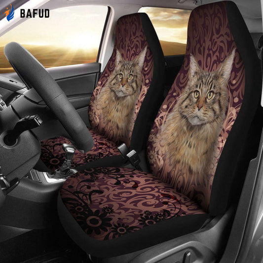 Vintage Maine Coon Car Seat Covers For Fan Gifts For Cat Lover - Bafud