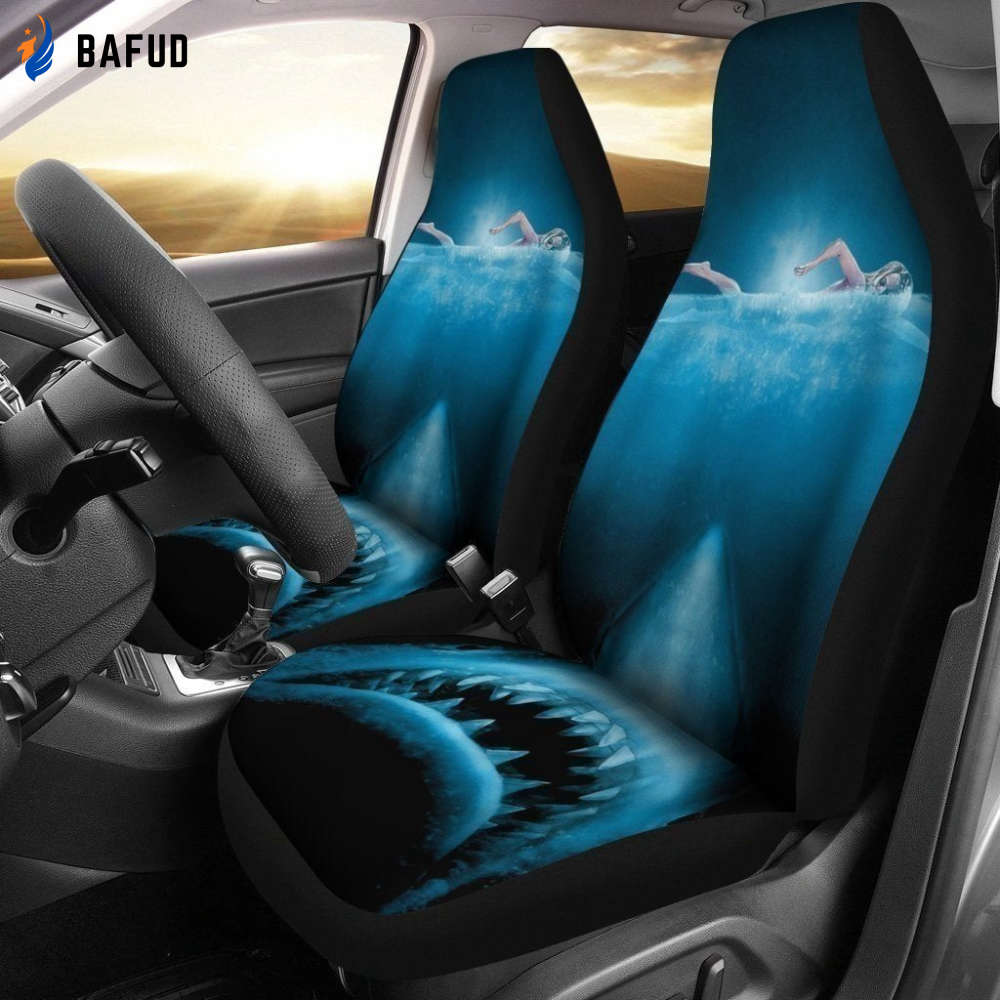 Vintage Movies Jaw Shark Car Seat Covers For Fan Gifts - Bafud