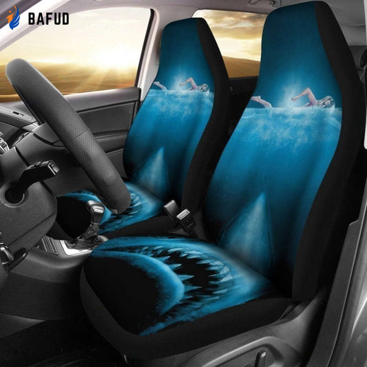 Vintage Movies Jaw Shark Car Seat Covers For Fan Gifts - Bafud