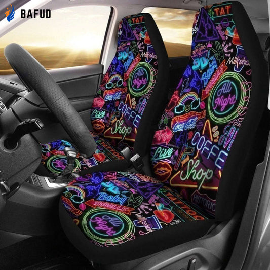 Vintage Neon Advertising Car Seat Covers For Fan Gifts - Bafud