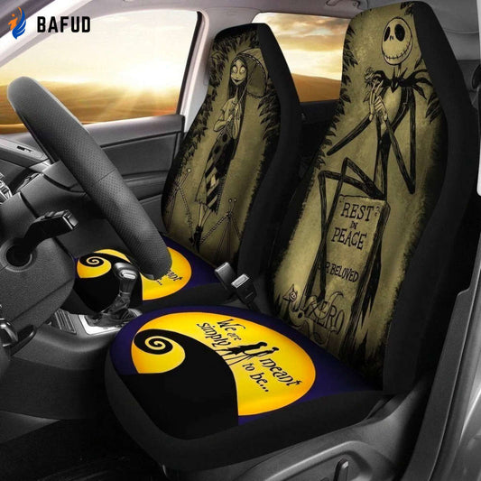 We Are Simply Mean To Be Jack And Sally Car Seat Covers For Fan Gifts NH1911 - Bafud