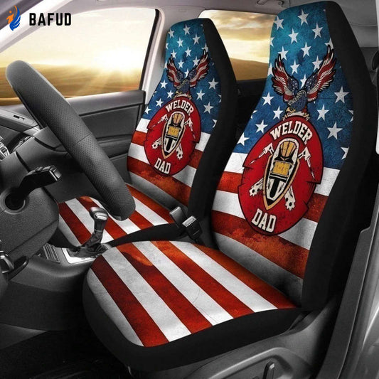 Welder Dad American Flag Car Seat Covers For Fan Gifts - Bafud