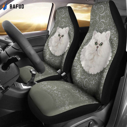 White Persian Cat Car Seat Covers For Fan Gifts - Bafud