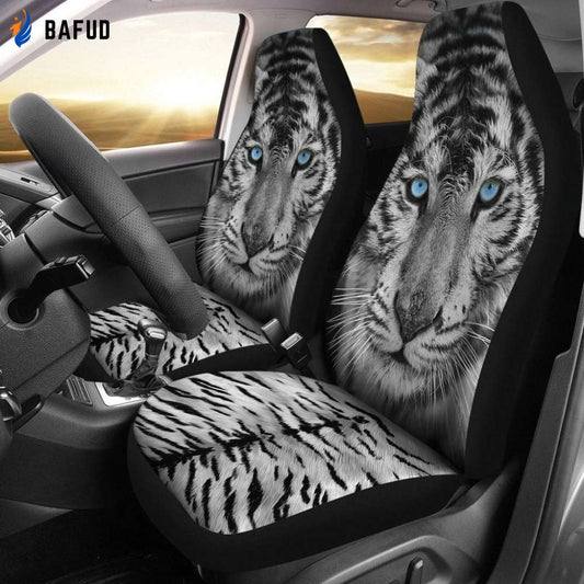 White Tiger Car Seat Covers For Fan Gifts - Bafud