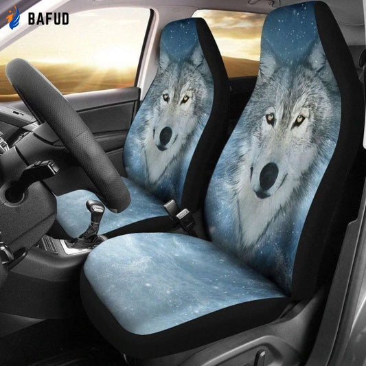 White Wolf Car Seat Covers For Fan Gifts Custom Car Decoration Accessories - Bafud