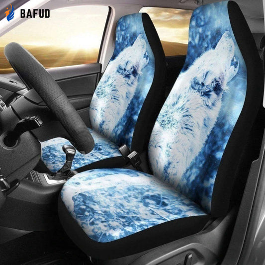 White Wolf Howl Car Seat Covers For Fan Gifts Custom Car Decoration Accessories - Bafud
