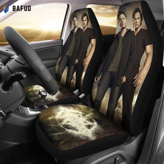 Winchester Brothers Dean & Sam Supernatural Car Seat Covers For Fan Gifts - Bafud
