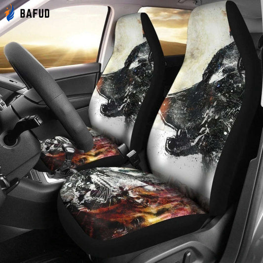 Wolf Drawing Car Seat Covers For Fan Gifts - Bafud