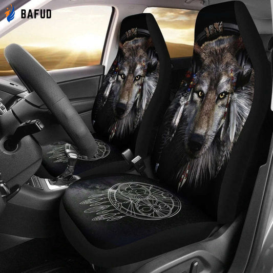 Wolf Dream Catcher Car Seat Covers For Fan Gifts - Bafud