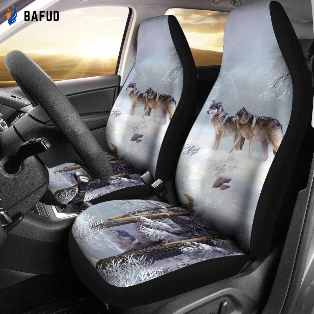 Wolf In Forest Car Seat Covers For Fan Gifts - Bafud