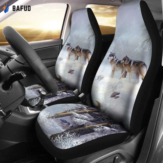 Wolf In Forest Car Seat Covers For Fan Gifts - Bafud