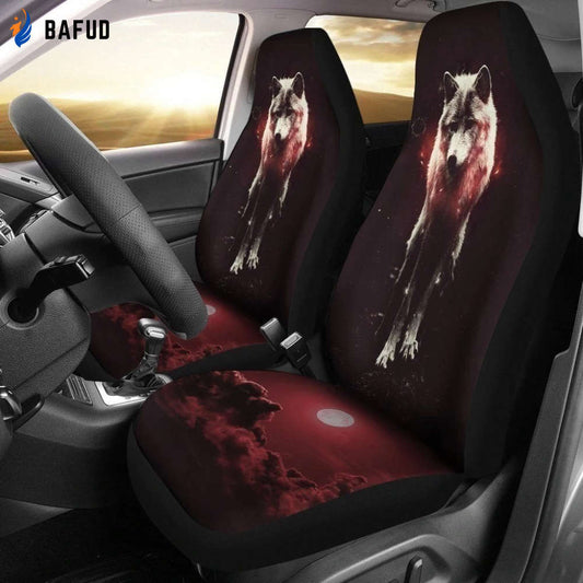 Wolf Red Design Car Seat Covers For Fan Gifts - Bafud