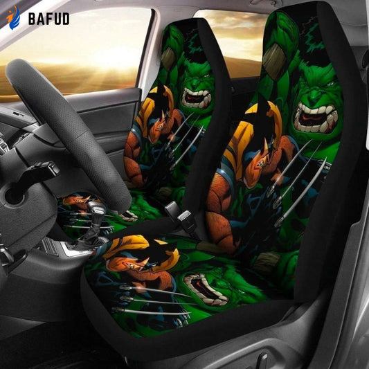 Wolverine vs Hulk Car Seat Covers For Fan Gifts Custom Comic Style - Bafud