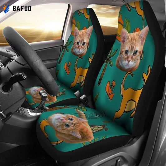 Yellow Cat Car Seat Covers For Fan Gifts For Cat Lover - Bafud