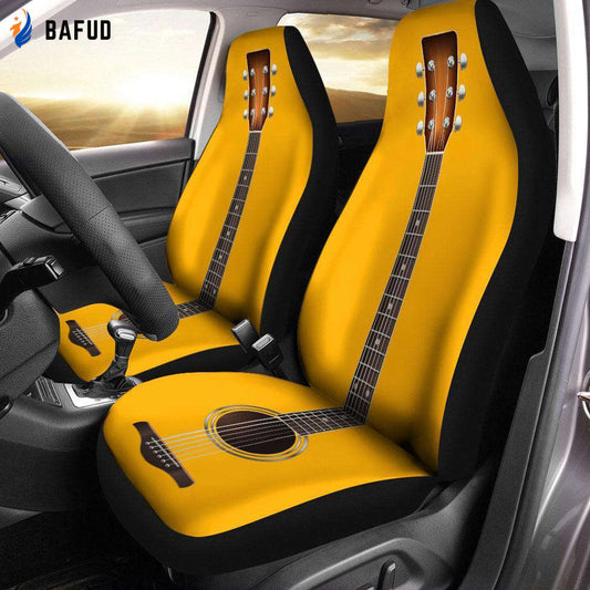 Yellow Guitar Car Seat Covers For Fan Gifts - Bafud