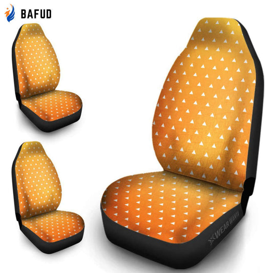 Zenitsu Car Seat Covers For Fan Gifts Custom Zenitsu Uniform Demon Slayer Anime Car Accessories Anime Gifts - Bafud