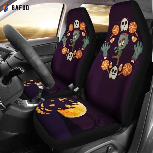 Zombie Halloween Car Seat Covers For Fan Gifts - Bafud